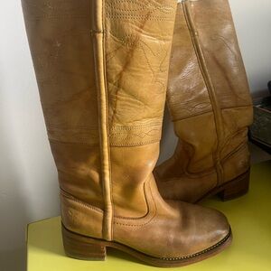 Frye Light Brown Leather Heeled Boots